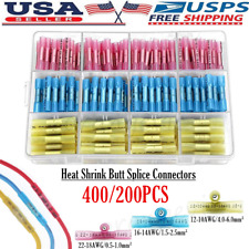 400/200PCS Heat Shrink Butt Wire Splice Connectors Crimp Terminals Kit 22-10AWG picture
