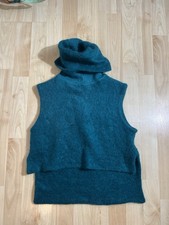 Isabel De Pedro Spain blue mohair  blend turtleneck sweater tank top size 6 picture