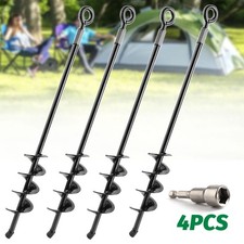 18in Heavy Duty Screw Ground Anchors 4Pack High Wind Stakes for Trampoline Swing picture