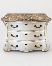 Antique French Provincial Bombe Chest Dresser Marble Top 3-Drawer Cream Ornate picture