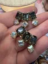 Vintage Schiaparelli  Signed AB Clip-ON Earrings Gold Tone picture