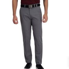 Haggar Cool 18 Performance Golf Pants Classic Fit No Iron Comfort Waist Pants 32 picture