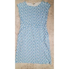 Boden Blue White Bird Print Cotton Jersey Pocket Dress US 10R picture