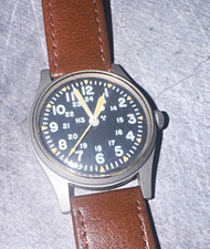 H3 Military Men's mechanical Watch Brown Leather strap  vintage Hamilton picture