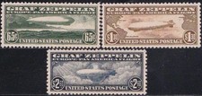 USA 1930 Graf Zeppelin Airmail Stamp Set MNH Reproduction Stamp sv picture