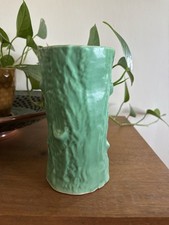 Vintage Morton Pottery Vase from 1930 Aqua/green Tree Trunk Mint Condition picture