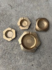 Vintage Korean Brass Ashtray Catchall Lot 6 MCM Korea Hexagon Round Heavy picture