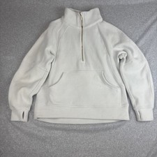 LULULEMON Scuba Tumbled Fleece Funnel Neck Half Zip Women Sz M/L Bone Ivory/Gold picture