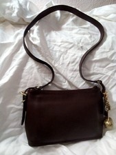 Vintage COACH 9802 Equestrian Zip Crossbody Bag Mahogany w/Coach Gold Cherries picture