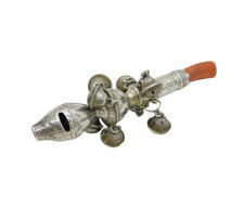 George III Sterling Silver & Coral Baby Rattle & Whistle Antique 1798 London picture