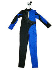 NWT iEFiEL Girls blue/black Sparkle Dancing Bodysuit Ballet size 8 picture