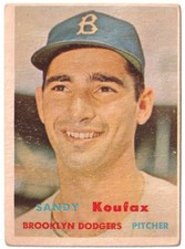 1957 Topps Sandy Koufax #302 Brooklyn Dodger HOF Scarce 4th Series SP picture