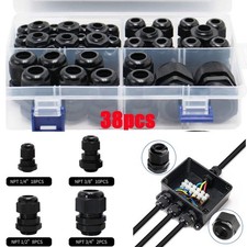 38PCS Waterproof Cable Gland Kit IP68 Nylon Wire Connector Assortment picture