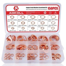 150Pcs Copper Sealing Washers M22 M20 M18 M16 M14 M12 M10 M8 M6 M5 15 Size Crush picture