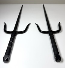 Vintage 1980s TOKIDU AWMA 19.5in Heavyweight Black Octagon Sai Pair Kobudo picture