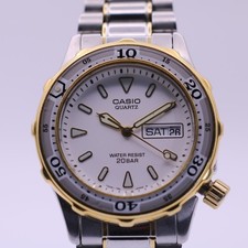 Vintage Casio MD-715 Marlin Diver Quartz White Dial Two-Tone Watch New Batter picture