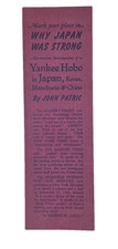 Vintage 1940s Why Japan Was Strong John Patric Yankee Hobo Advertising Bookmark picture
