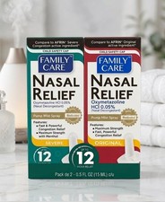 Family Care Nasal Relief Spray Oxymetazoline 0.05% 2 Pack Fast Decongestant 12Hr picture