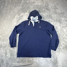Vintage Polo Ralph Lauren Rugby Hoodie Polo Mens L Quilt Elbow Patch Preppy picture