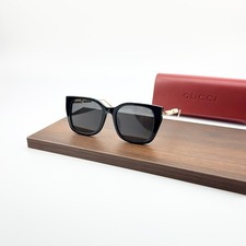 Gucci GG1971SA Sunglasses Black Frame Gray Lens Pearl Gold Detail New w/ Case picture