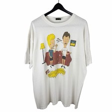 Vintage 90s MTV Beavis And Butthead Cartoon TV Shown White Shirt Size XL picture