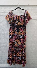 New JJ's House Joaquiana Off The Shoulder Strapless Bow Yellow Floral Sz 16 picture