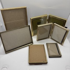 Vintage Lot Of 6 Small Brass Picture Frames Ornate Folding  picture