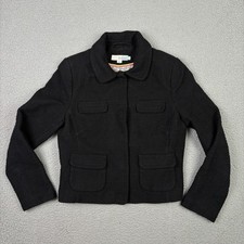 Boden Jacket Womens 6 Black Boucle Wool Tweed Button Lined Cropped Four Pocket picture