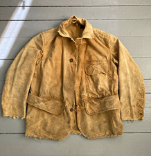 1920s 30s Utica NY Duxbak Tan Duck Hunting Canvas Jacket  Outerwear Thrashed picture