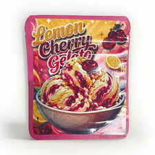 128 Pcs - 3.5g Mylar Sticker Bags, Lemon Cherry Gelato Design, Sealable picture
