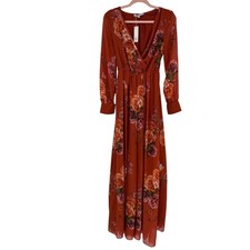 Baltic Born Lydia Rust Floral Maxi Dress Small NWT Long Sleeve Wedding Guest picture