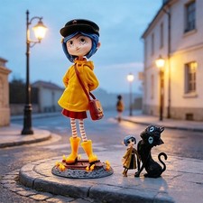 Coraline & Cat Figure Set 20cm PVC Statue Movie Collectible Doll Halloween Gift picture