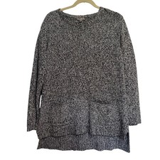 J.Jill Gray Black Marled Knit Sweater Tunic Long Sleeve Pockets Size S picture