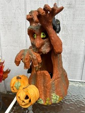 Vintage Halloween Haunted Tree Foam Bat Pumpkins Blow Mold Light Up Trendmasters picture