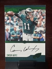 Panini 2016 Plates & Patches Carson Wentz Green Foil On Card Auto /10  picture