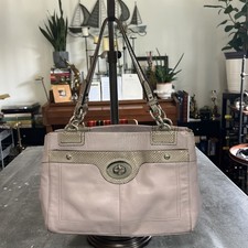 COACH F16531 Penelope Lilac Leather TurnlockDouble Handle Satchel Bag Croc Trim picture