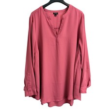 Torrid Pink Georgette Split Neck Roll Tab Sleeve Blouse Size 3 Plus 3X picture