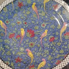 Antique Royal Doulton Persian Parrots Blue Plate D 4031 picture