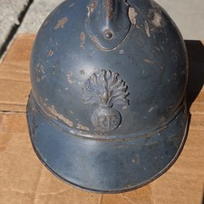 French WWI Adrian Steel Helmet w/ RF Grenade Insignia, Original Militaria picture