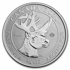 2020 Canada 3/4 oz Silver Woodland Caribou BU (Spotted) picture