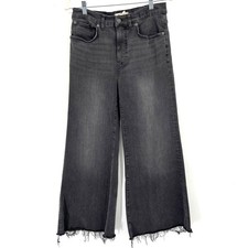 Madewell Flared wide leg jeans grey black raw hem boho high rise stretch 28 picture