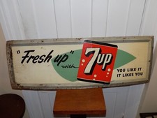 Vintage Fresh Up with 7Up Metal Embossed Sign picture