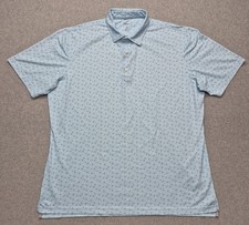 johnnie-O Prep-Formance Polo Shirt Mens XL Light Blue Geometric Dot Golf picture