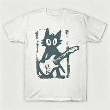 Vintage Punk Guitar Rock Cat Y2K Music Lover Gift T-Shirt picture