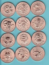 ZOMBIE  ZODIAC Astrology 12 Coin SET  1 TROY oz  COPPER ROUNDS  2022  