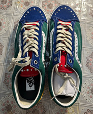 VANS Low-Top Lace-Up Skateboarding Shoes Multicolor Green Blue White picture