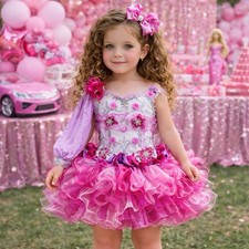 Girls Birthday Cupcake Pageant Glitz Barbie Inspired Pink Fuchsia Dress Various picture