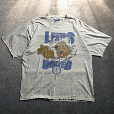 Vintage Leeds United AFC Nutmeg Bulldog Graphic T-Shirt Grey XL 90s Retro Baggy picture