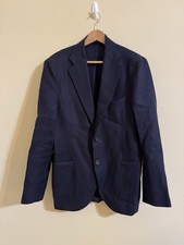 Drake’s London Linen Jacket Blazer Navy Blue 50 picture