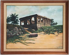 Ruben Rodriguez Maya Ruins Original Oil Painting 1981 — Tulum — Framed picture